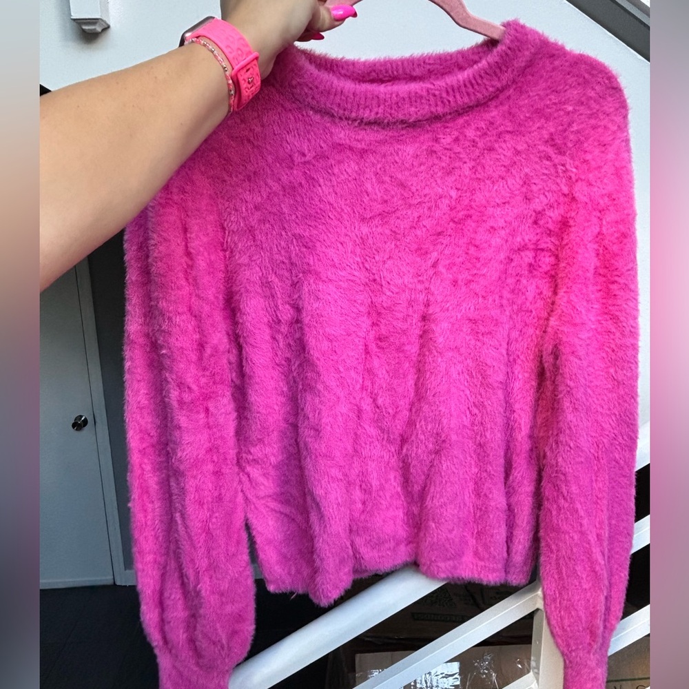 Sincerely Ours Vibrant Pink Fuzzy Sweater
